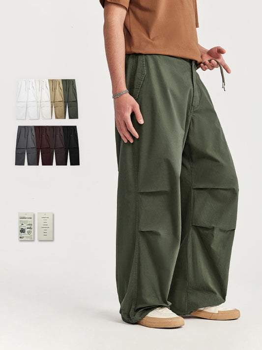 Washed Wide Leg Paratrooper Pants