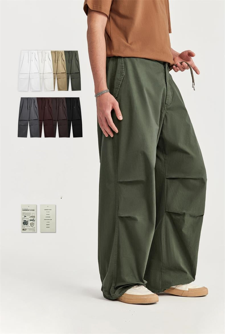 Washed Wide Leg Paratrooper Pants