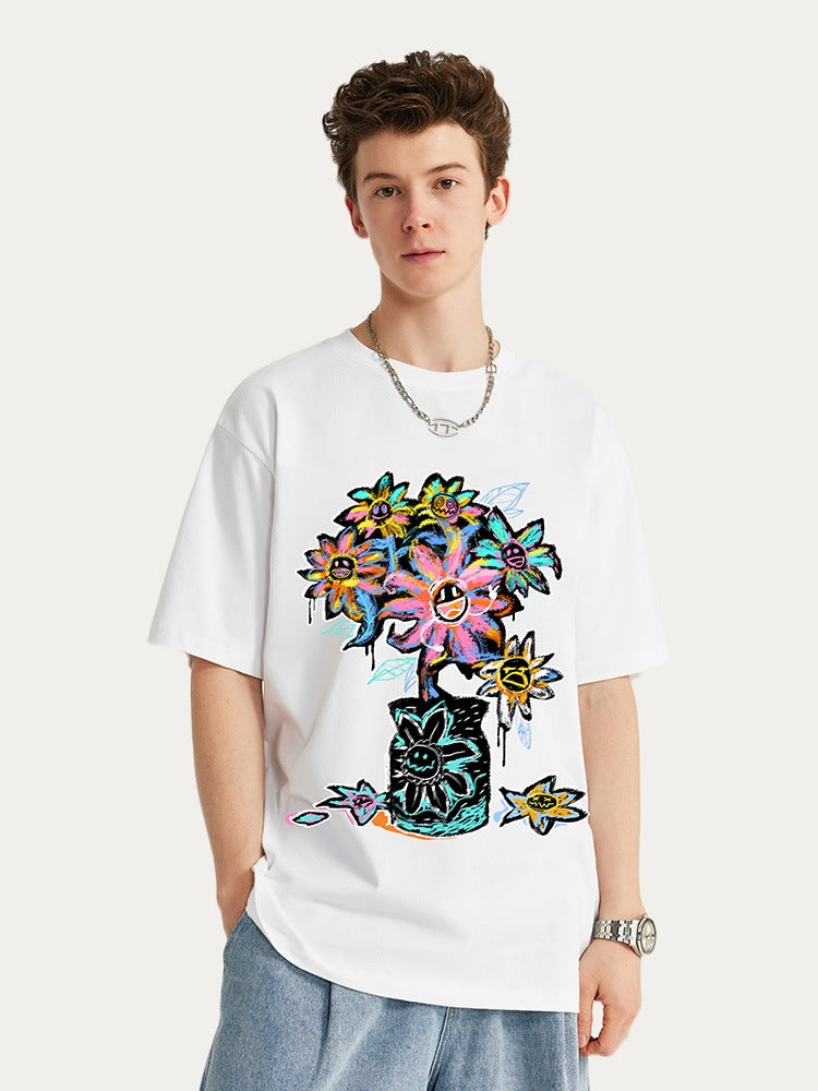 Crayon Sunflower Print T-Shirt