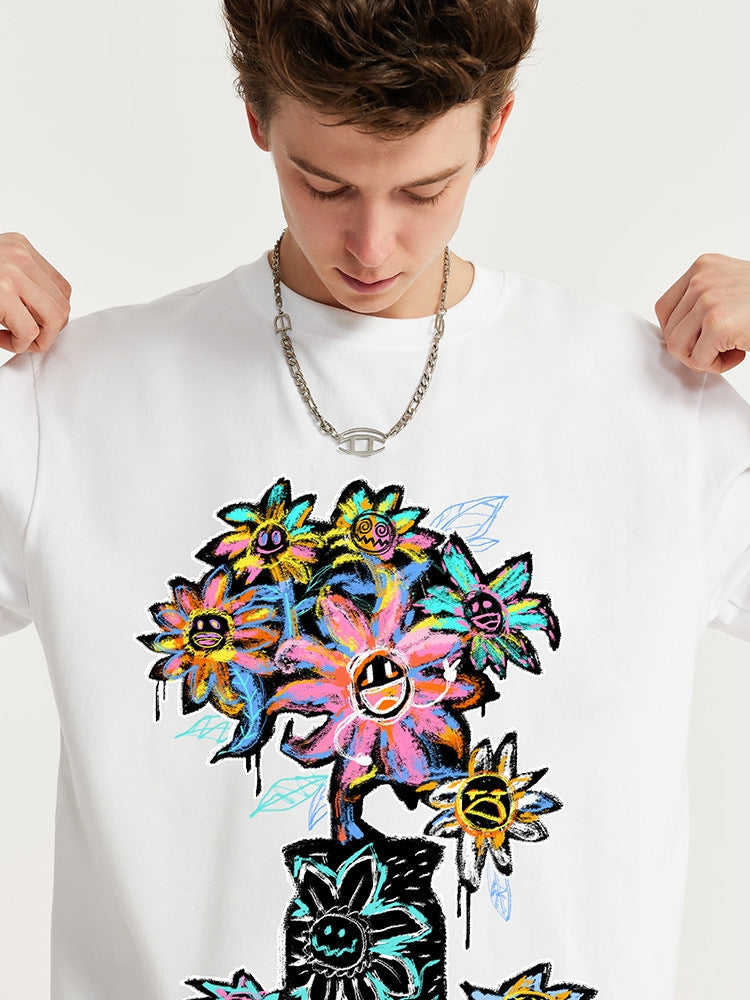 Crayon Sunflower Print T-Shirt