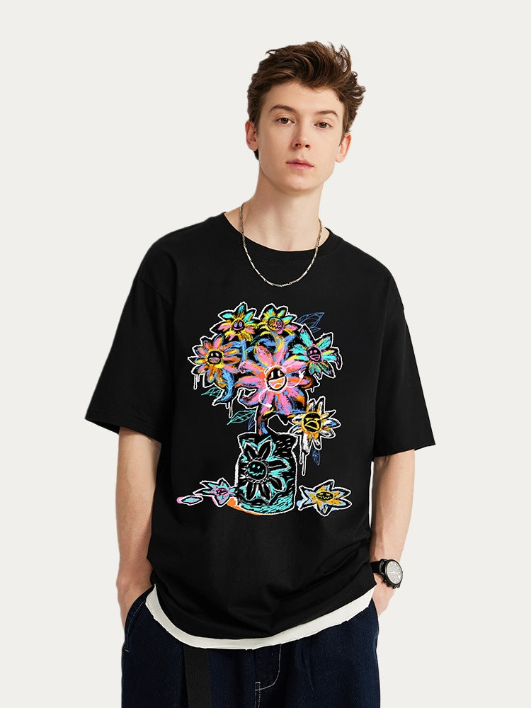 Crayon Sunflower Print T-Shirt