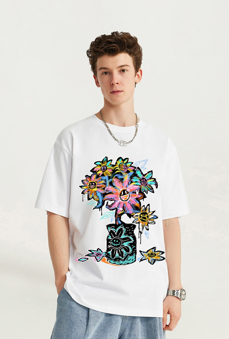 Crayon Sunflower Print T-Shirt