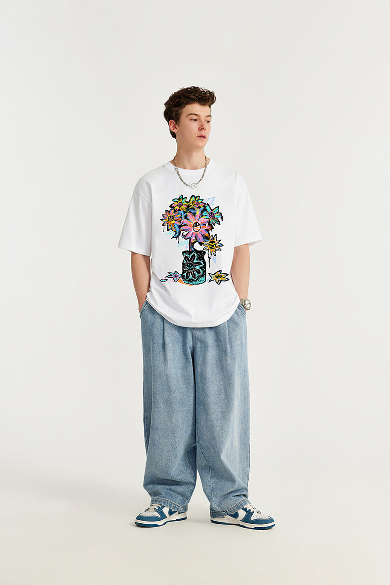 Crayon Sunflower Print T-Shirt