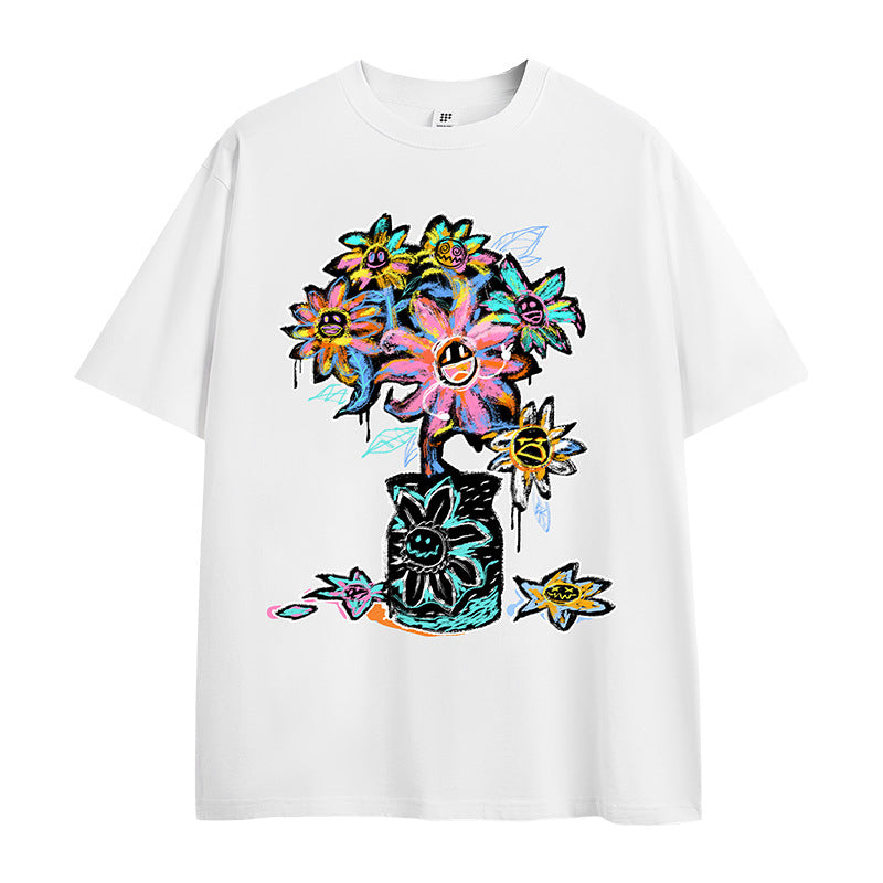 Crayon Sunflower Print T-Shirt