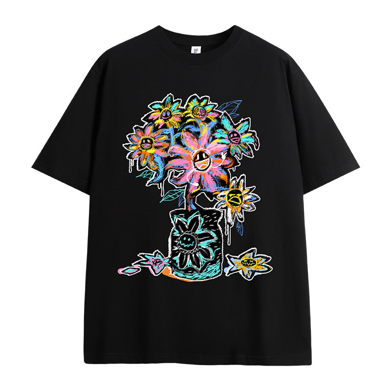 Crayon Sunflower Print T-Shirt