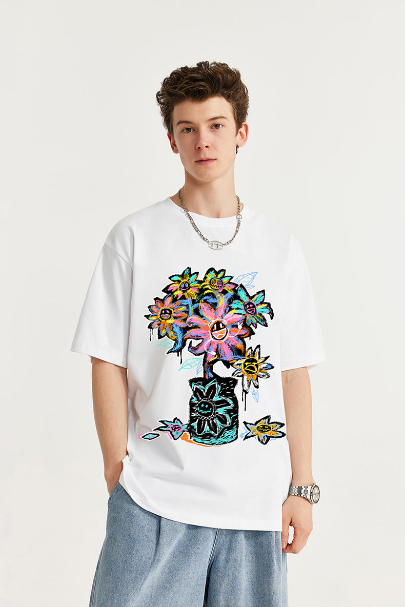 Crayon Sunflower Print T-Shirt