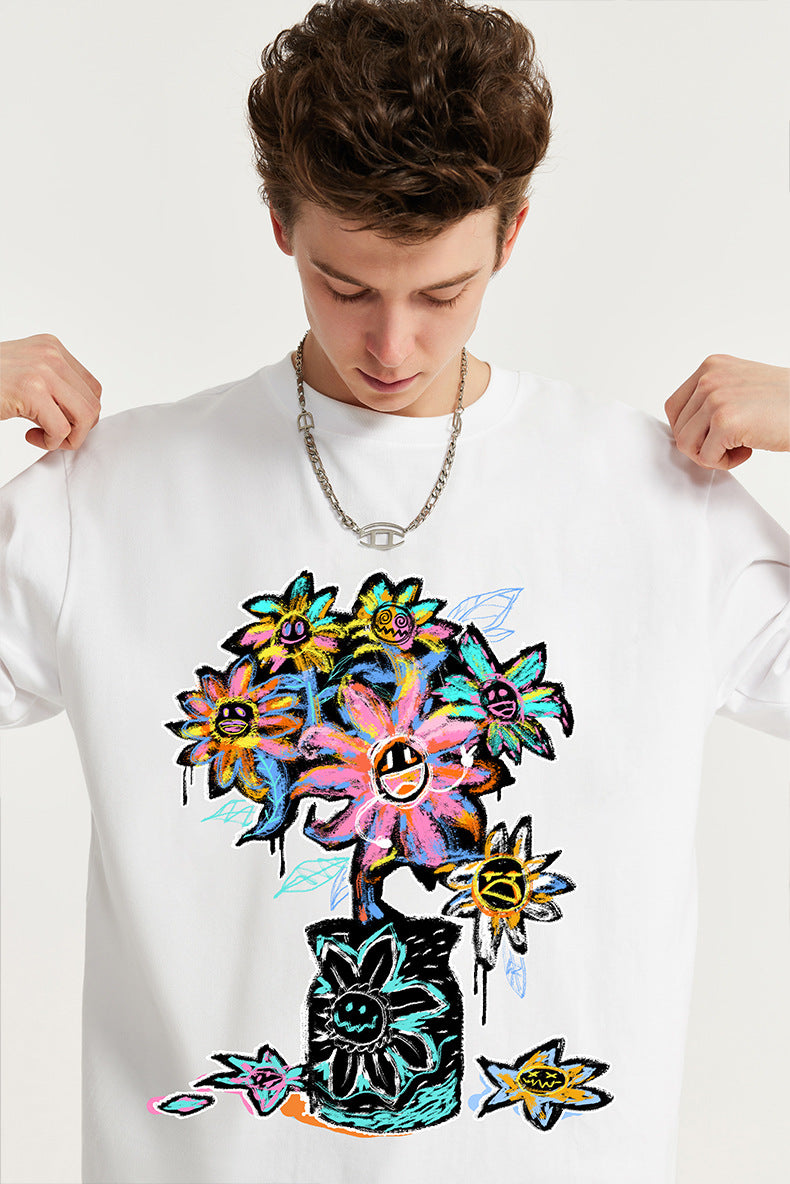 Crayon Sunflower Print T-Shirt