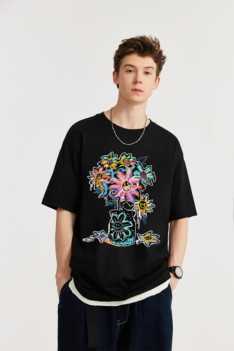 Crayon Sunflower Print T-Shirt