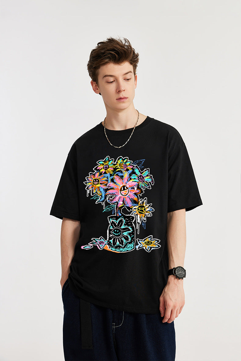 Crayon Sunflower Print T-Shirt