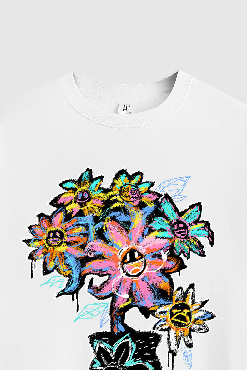 Crayon Sunflower Print T-Shirt